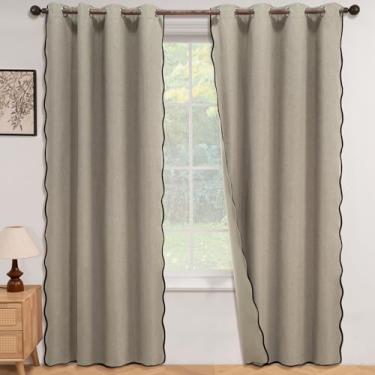 Imagem de ColorBird Cortinas blackout de linho 100% para portas de vidro deslizantes 246 cm de comprimento, cortinas térmicas de inverno e cortinas para sala de estar, quarto, sala de jantar, tratamento de