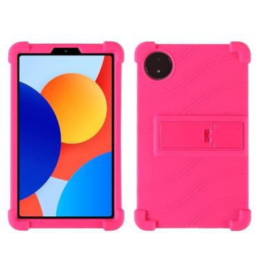 Imagem de QYiiD Capa para Xiaomi Redmi Pad SE 8.7, capa protetora dobrável de silicone leve para crianças com suporte dobrável para Redmi Pad SE 22.1 cm 4G 2024 lançado, rosa