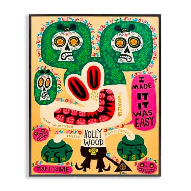 Imagem de Stupell Industries Arte giclée emoldurada cinza com desenho caprichoso da cultura do México, design de Jorge R. Gutierrez, 14 x 11