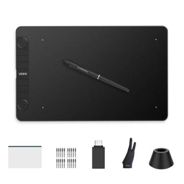 Imagem de VEIKK VK1060PRO Tablet grande para desenho de 25 x 15 cm com 2 rodas de rolagem, 6 teclas expressas, caneta Stylus sem bateria P05 (16384 níveis de pressão), compatível com sistema operacional Android