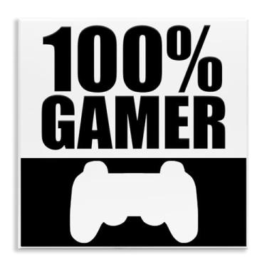 Imagem de Stupell Industries Arte de placa de parede 100% Gamer preto e branco, design por Kim Allen, 12 x 12