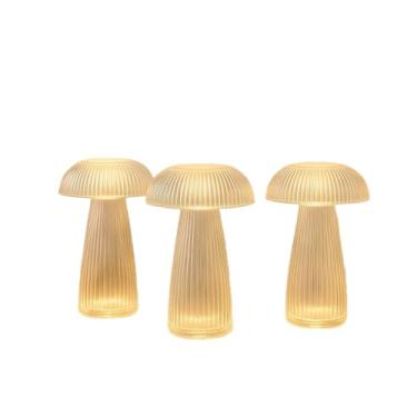 Imagem de Abajur de Cabeceira，LumináRia Cogumelo Led Transparente 15cm Abajur Decoração Moderna Minimalista Alimentado por Bateria(3 unidades)