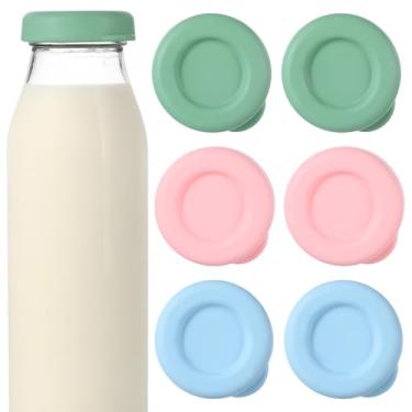 Imagem de Guduling 6 tampas de silicone para garrafas de leite, tampa de substituição de garrafas de vidro de 48 mm, tampas de garrafa de silicone, tampas de garrafas de diâmetro, tampa reutilizável e fácil de
