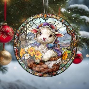 Imagem de Acrílico colorido, apanhador de sol, decoração de janela suspensa de coruja, arte de parede de arco-íris, para sala de estar, quarto, varanda, interior e exterior, jardim, enfeites de Natal 19 x 19 cm