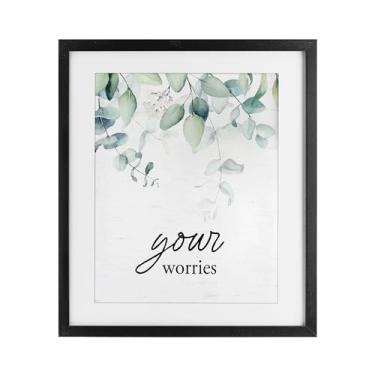 Imagem de Stupell Industries Your Worries Eucalyptus Black Impressão emoldurada sob vidro, design por Lettered and Lined, 16 x 13