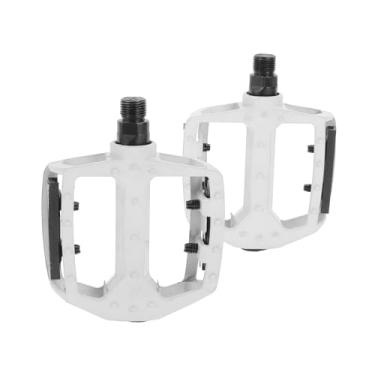Imagem de REPAIROCK Pedal de bicicleta de liga de alumínio universal para bicicleta pedal plano com tiras refletivas ajuste branco pedal de bicicleta antiderrapante de 14 mm para bicicletas de estrada BMX MTB 1