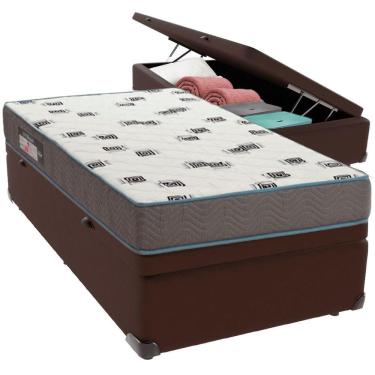 Imagem de Cama Box Baú Marrom E Colchão Light Espuma D33 Solteiro Ortobom