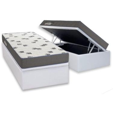 Imagem de Cama Box Baú Solteiro: Colchão Espuma D33 Ortobom Light Saúde + Base Crc Courano White (88x188)
