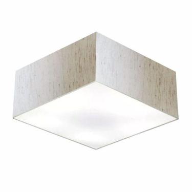 Imagem de Plafon Quadrado Md-3012 Cúpula Em Tecido 21/50x50cm Linho Bege - Bivolt