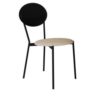 Imagem de Cadeira Estofada Para Sala De Jantar Azuri Preto C01 Linho Areia Courino Preto - Lyam Decor