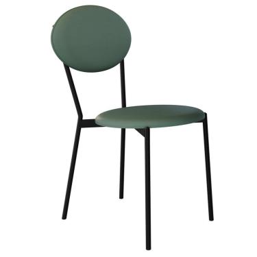 Imagem de Cadeira Estofada Para Sala De Jantar Azuri Preto C01 Courino Verde Sálvia - Lyam Decor