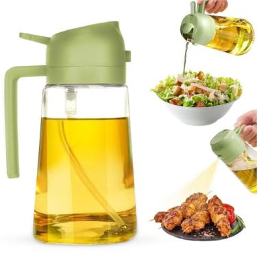 Imagem de Garrafa dispensadora de azeite de oliva 2 em 1, spray e despeje, gadget de cozinha multiuso, grau alimentício, molho para salada, fritadeira a ar, saudável, churrasco, churrasco (verde)