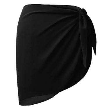 Imagem de Saia de praia, sarongue de chiffon para saída de banho (preto)