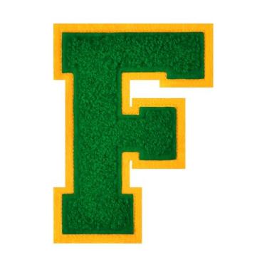 Imagem de 1 Patch de letra de chenille verde de 11,4 cm – Adesivos do alfabeto para roupas, jaquetas, mochilas, chapéus para decoração personalizada, nome personalizado e artesanato. (F)