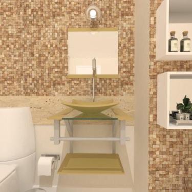 Imagem de Combo 2 em 1 Gabinete de Vidro 40cm para banheiro Quadrado Armênia + T