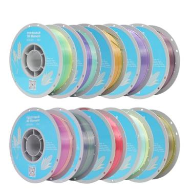 Imagem de TECSONAR Filamento de impressora 3D Silk Rainbow PLA a granel, 10 rolos, carretel de 1 kg (1 kg) 1,75 mm, filamento gradiente multicolorido para a maioria das impressoras 3D FDM, 10 cores diferentes