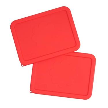 Imagem de LUVCOSY 3 tampas retangulares de silicone de substituição para tigelas de vidro âncora (recipiente não incluído) Pacote com 2, seguro para micro-ondas, lava-louças e freezer