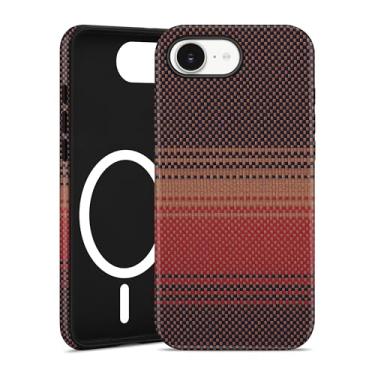 Imagem de Jusy Capa de telefone compatível com padrão de fibra de carbono MagSafe para iPhone 16e, capa de iPhone de design minimalista com carregamento sem fio (fosco) - vermelha