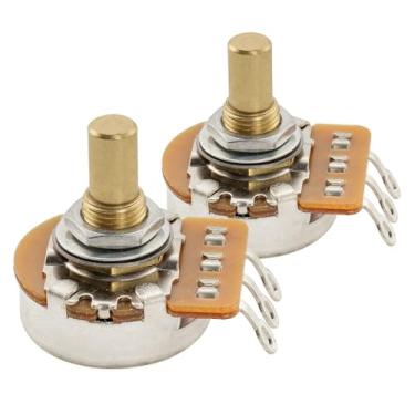 Imagem de Musiclily Pro HD A250K + B250K Potenciômetros de latão métrico sólido curto 6,5 mm áudio linear para baixo guitarra elétrica estilo Tele PB JB (conjunto de 1A1B)