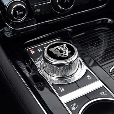 Imagem de AJLOTMO Capa de moldura de painel, acessórios de acabamento, capa de botão de câmbio, decoração, adesivo, emblema compatível com Jaguar XF XE XJ F-Pace (preto-B)