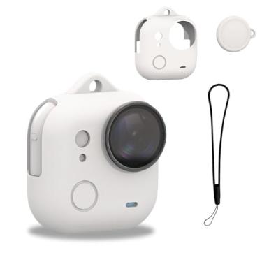 Imagem de KONXISA Capa para Insta 360 GO Ultra, capa de silicone macio com acessórios de cordão, capa protetora para câmera digital, impermeável, à prova de poeira, à prova de choque, branca