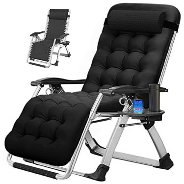Imagem de MOPHOTO Cadeira Zero Gravity, espreguiçadeira acolchoada para ambientes externos com mesa lateral, cadeira reclinável de gravidade zero, cadeira reclinável para ambientes externos, resistente e confortável, suporta até 199 kg