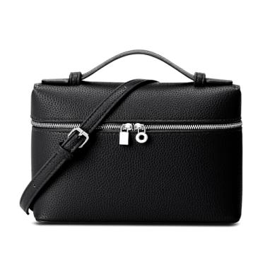 Imagem de KKXIU Bolsas transversais transparentes de couro vegano aprovadas para estádios para shows esportivos, Preto 001