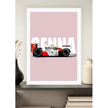Imagem de Quadro Ayrton Senna Ação com Vidro e Moldura Branca Tam:A4 - Spark Loj