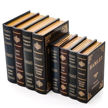 Imagem de Tosnail Pacote com 2 caixas decorativas de madeira para estantes de livros antigas, caixa de armazenamento de livros vintage - Hamlet