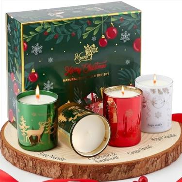 Imagem de Velas de Natal – Presentes de Natal para mulheres e homens, pacote com 4 cera de soja natural com aromas de Natal, Ano Novo e decoração de inverno