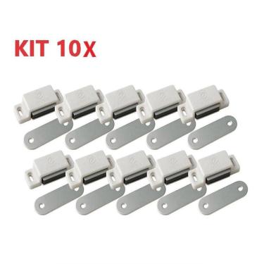 Imagem de Kit 10 Fechos Magnéticos Com Trava E ímã Branco Para Armários, Portas E Móveis Profissionais