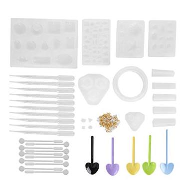 Imagem de Conjunto de ferramentas epóxi de cristal DIY 141 unidades Premium Reutilizáveis ​​Jóias Artesanato Kit de moldes de silicone para pingentes feitos à mão Brincos Chaveiros