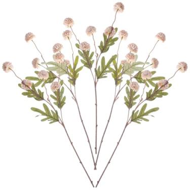 Imagem de PercyEffie 5 peças de flores artificiais para mãe de seda sintética, mini crisântemo de seda sintética, flores de casamento falsas para buquê de casamento, decoração de casa, bege