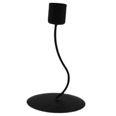 Imagem de Wswqop Porta-velas, suporte para vela, de mesa, para sala de estar, multiuso, para festas, decoração de lareira, centro de mesa, ornamento de metal, Dobre Preto