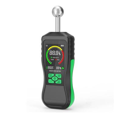 Imagem de Medidor de umidade esférico, detector de umidade portátil com visor LCD retroiluminado, indicador de bateria fraca, corte automático de energia de alta precisão 5~75%/1,5~30% para madeira/papel/parede