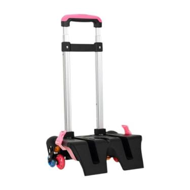 Imagem de shamjina Carrinho de mochila, liga de alumínio, haste ajustável 6 rodas rolando carrinho de viagem de carrinho de mão com rodas para escritório, acampamento, Rosa