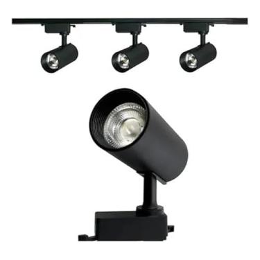 Imagem de KIT TRILHO ELETRIFICADO 1 METRO PRETO + 3 SPOT LED 10W PRETO 3000K LUZ BRANCO QUENTE