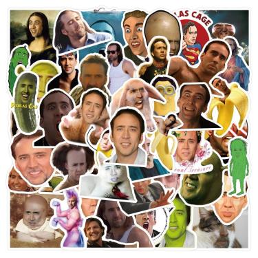 Imagem de Pacote de adesivos Nicolas Cages, anime, vinil impermeável, 50 unidades