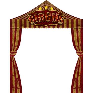Imagem de Ziliny 3 peças decorações de festa de carnaval toldo de Halloween bandeira vermelha e branca suporte de concessão de barraca de circo (estilo circo de terror)