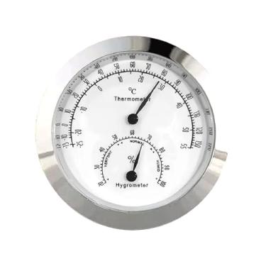 Imagem de Generic Higrômetro e termômetro de 1,69 polegadas com medidor de temperatura e umidade de alta precisão números grandes para cozinhas, armários garagens, Prata