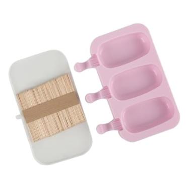 Imagem de Forma de Silicone para Sorvete e Picolé, 3 Cavidades, com tampa e 50 Palitos de Madeira, Cores Sortidas