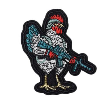 Imagem de Ruoming 1 peça de adesivos de animais com gancho e laço bordado tático militar nacional (galinha de combate 2)