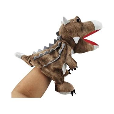 Imagem de Fantoches De Mão De Dinossauro Brinquedos De Pelúcia Tricerátops Tyran