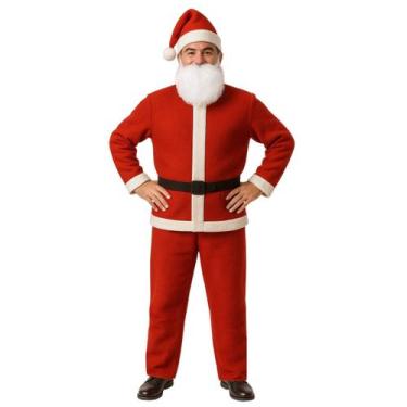 Imagem de Fantasia De Papai Noel Adulto Natal Roupa Feltro Completa - Barba Touc
