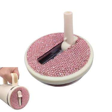 Imagem de CARONIN Tampa de canudo dobrável de 1,134 g para Stanley Quencher H2.0, tampa à prova de vazamento de strass de 1,134 g para Stanley Tumber, tampas antiderramamento para copo Stanley (rosa)