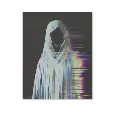 Imagem de HouLaiZhe Pôster de Halloween em tela de terror fantasma impressões de arte de parede decorações de Halloween decoração de parede estética gótica para sala de estar quarto 16 x 20 polegadas (40 x 50