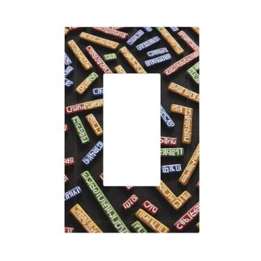 Imagem de Placa de parede com estampa de barra em forma de runa, capa decorativa de interruptor de luz, tamanho padrão, painel decorativo de um peso para placas de luz, capas de interruptor para decoração de