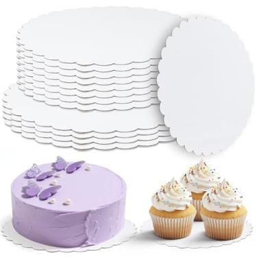Imagem de Arcprism 12 tábuas de bolo, base de papelão redonda branca de 12 e 25 cm para bolos faça você mesmo, círculos descartáveis à prova de óleo, prato de bolo para pizza, sobremesa, assar, casamento