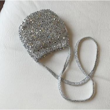 Imagem de Bolsa tiracolo feminina de lantejoulas brilhantes para festas noturnas, Prata, Medium, Mochila casual