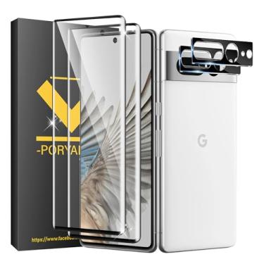 Imagem de [Pacote com 2 + 2] Protetor de tela para Google Pixel 7 Pro, protetor de lente de câmera, antiarranhões, ultratransparente, compatível com impressões digitais, compatível com capas